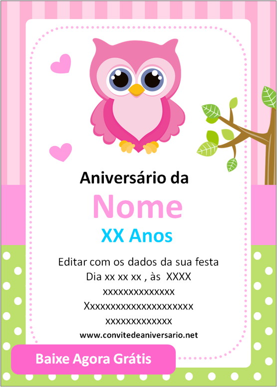 ▷ Convite de Aniversário Infantil Menina personalizado grátis para editar