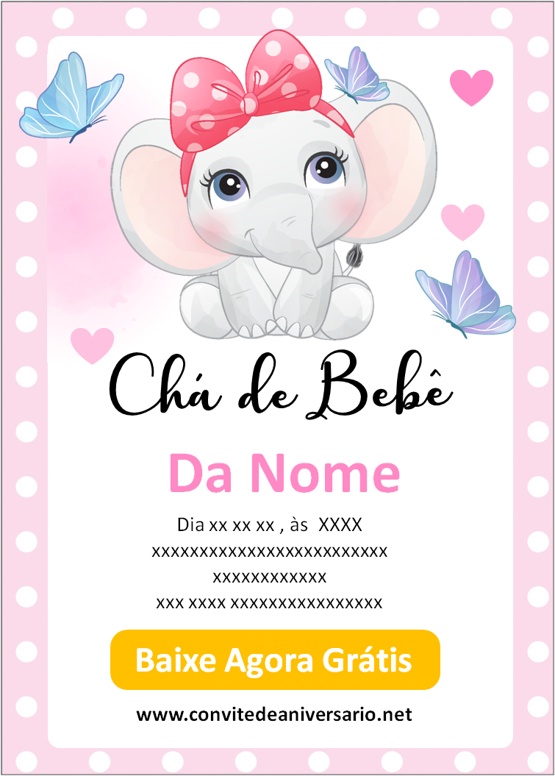 Convite online para chá de bebê
