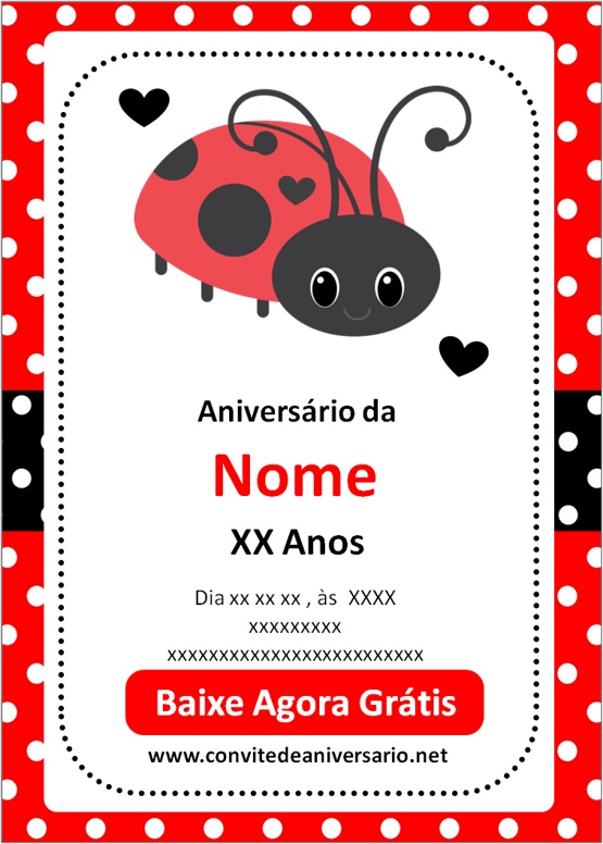 Convite ladybug png  Convite de aniversario ladybug, Convite da ladybug,  Convite joaninha