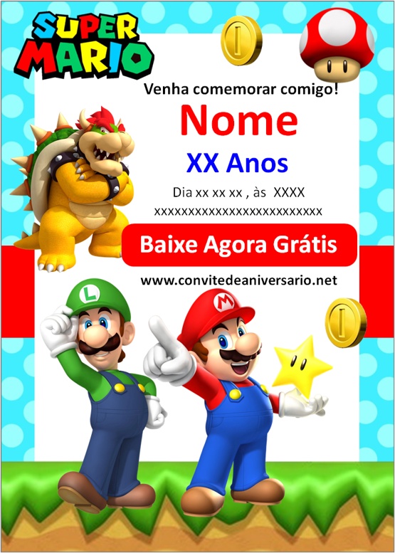 Convite Celular 2 Mario Bros Filme - Fazendo a Nossa Festa