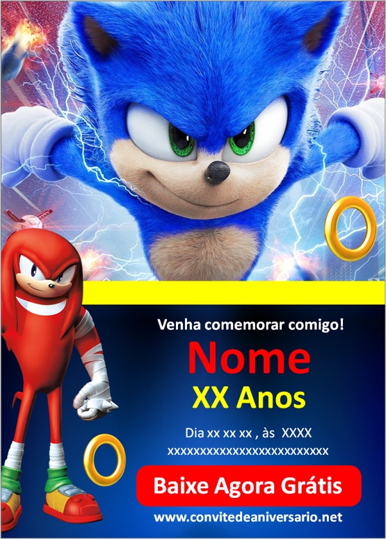 Convite Digital Sonic Roxo Edite Online