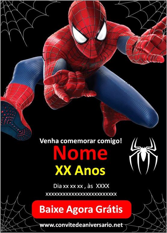 Convite Aniversário Homem Aranha Edite Online