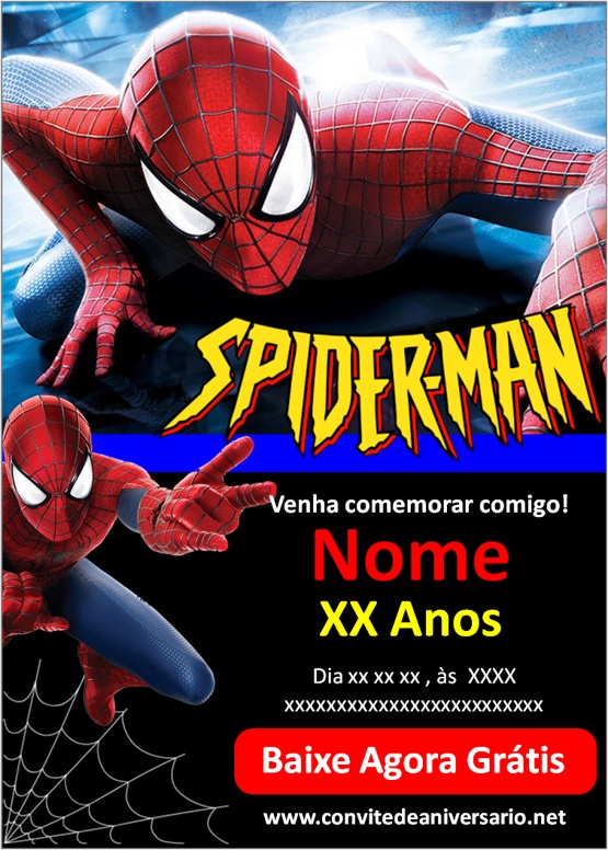 Convite Virtual Personalizado Tema Homem Aranha