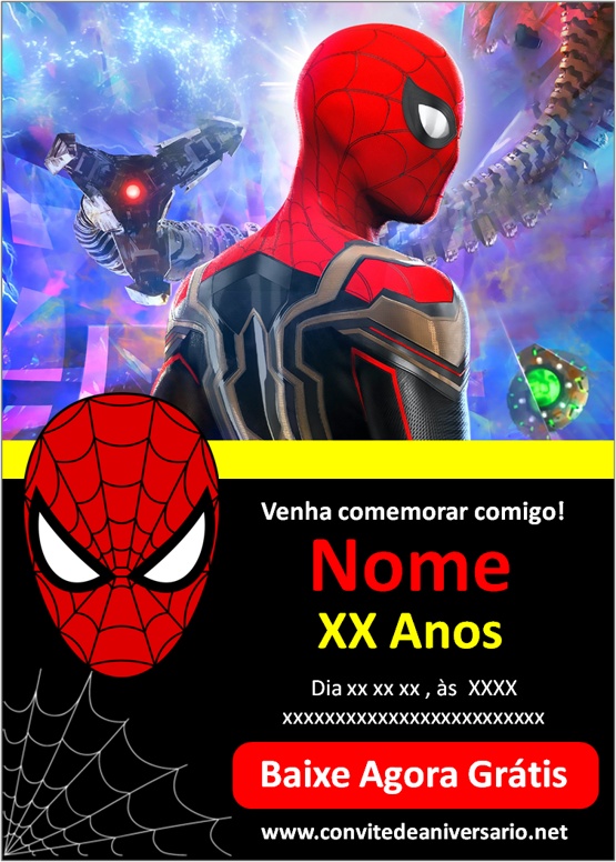 65 Convites de aniversário Homem Aranha / Spiderman para editar grátis  (WhatsApp e Imprimir)
