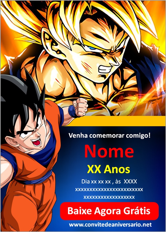 Convite Digital Goku Dragon Ball Z Online Virtual E-mail Art