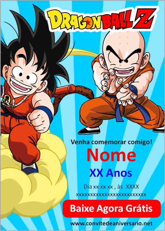 Convite Digital Goku Dragon Ball Z Online Virtual E-mail Art