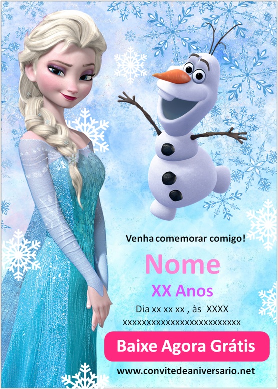 Convite Frozen online. Aniversário Infantil. Digital.