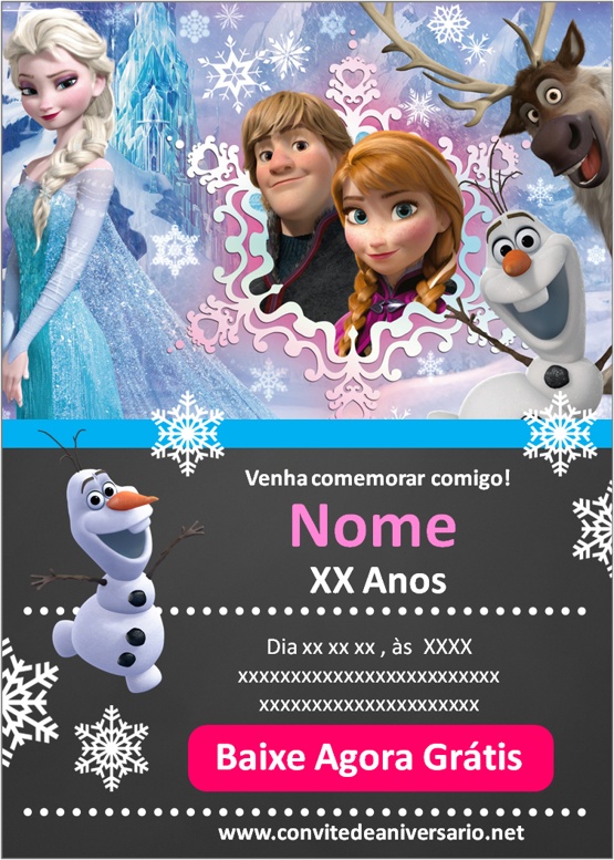 Convite Virtual Digital Personalizado Frozen Elsa