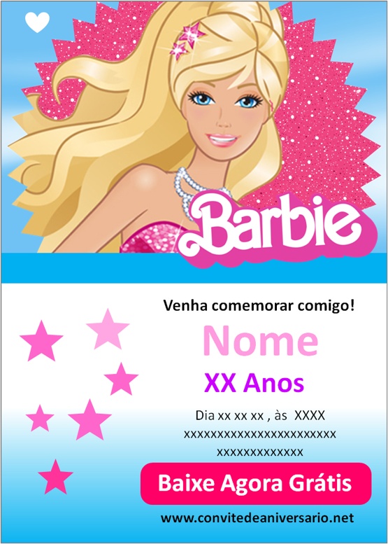Criar convite de Barbie Rosa online grátis