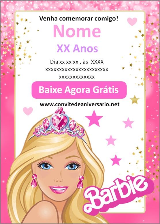 Convite digital de aniversário para editar, tema Barbie em 2023   Aniversário da barbie, Convite de aniversário, Convites digitais