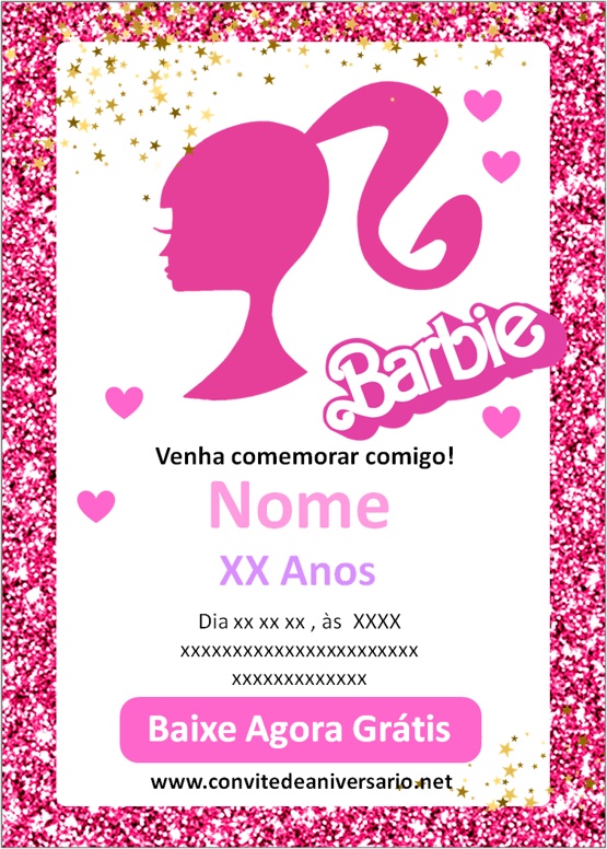 Criar convite de aniversário - Convite Barbie