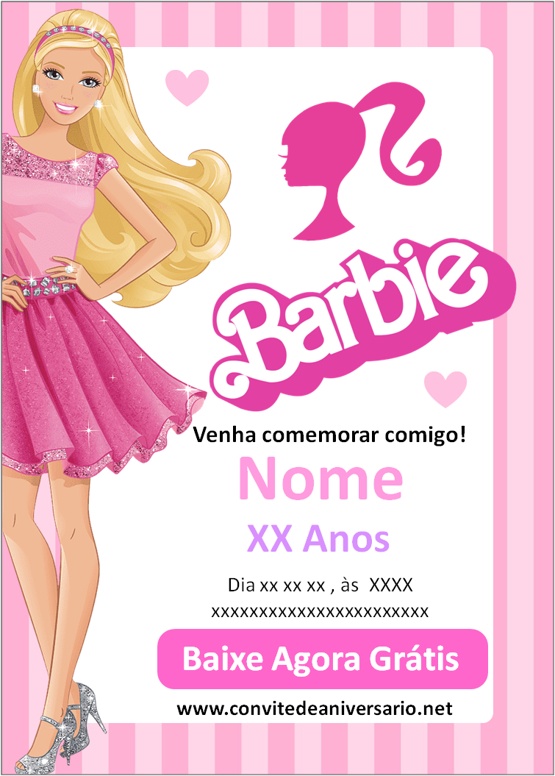 Criar convite de Niver da barbie roxa online grátis