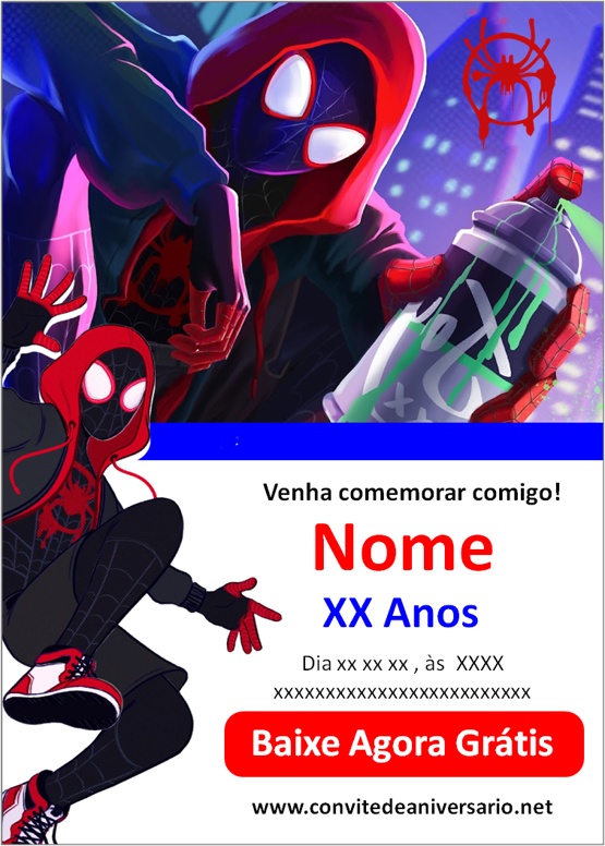65 Convites de aniversário Homem Aranha / Spiderman para editar grátis  (WhatsApp e Imprimir)