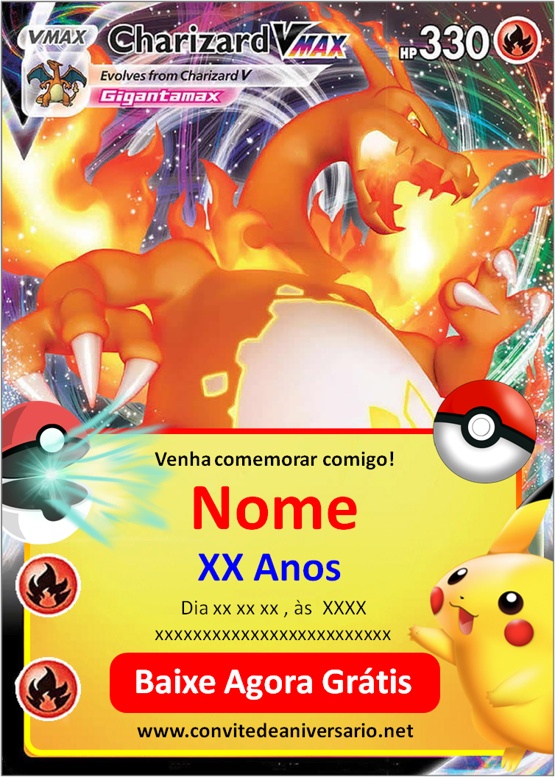 Modelo De Convite De Festa De Aniversário Pokemon