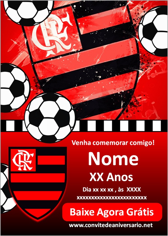 Fazer convite online convite digital Aniversario Flamengo