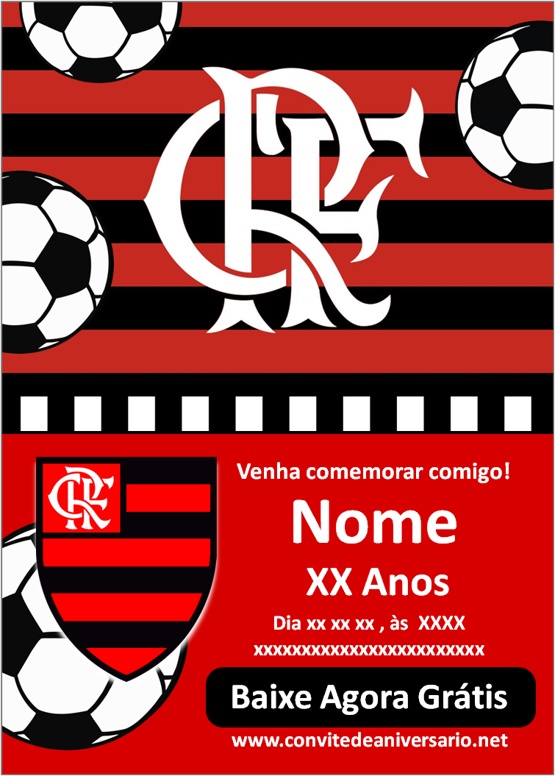 Convite Aniversário do Flamengo - Edite grátis com nosso editor online