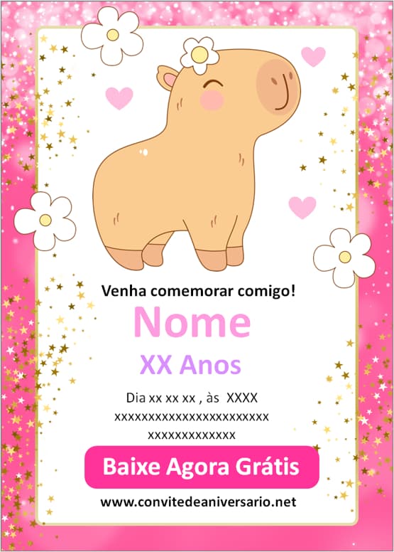 convite capivara kawaii