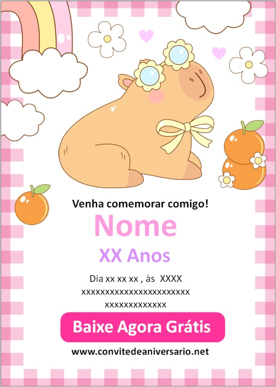 convite capivara divertido