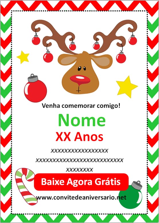 convite aniversário natal para editar