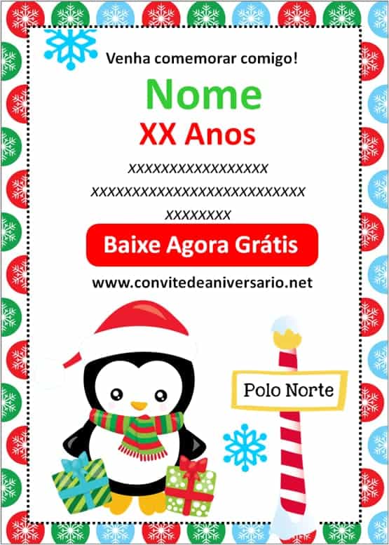 convite natal aniversário