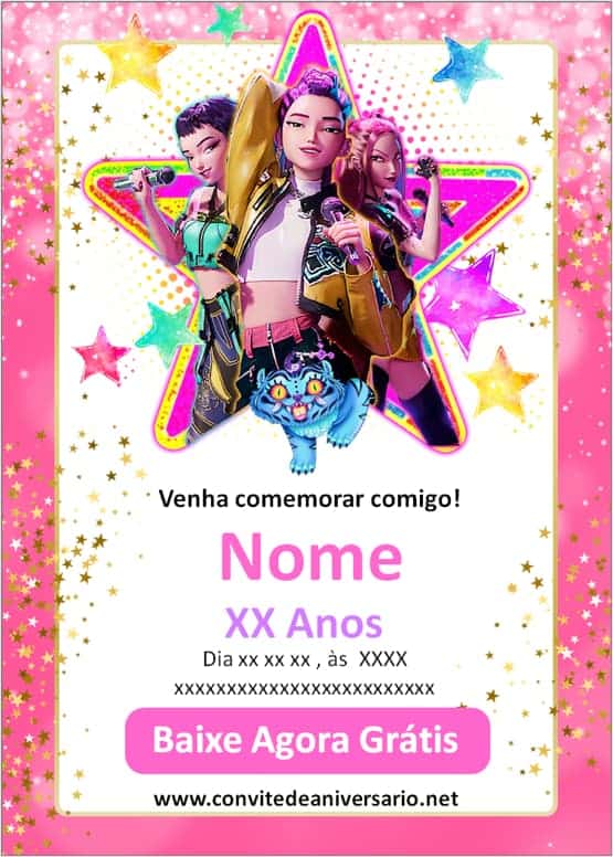 convites digitais Guerreiras do K-Pop