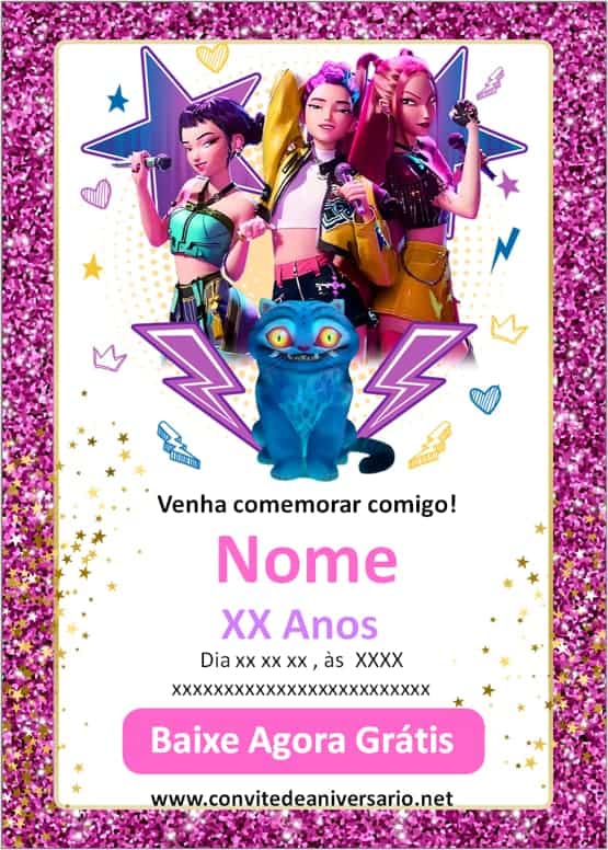 tema convite Guerreiras do K-Pop