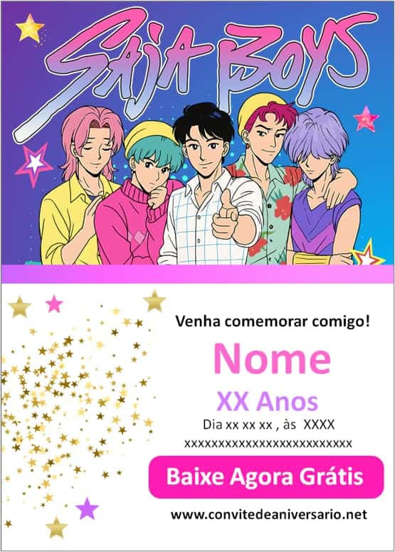 convite editável online filme Guerreiras do K-Pop