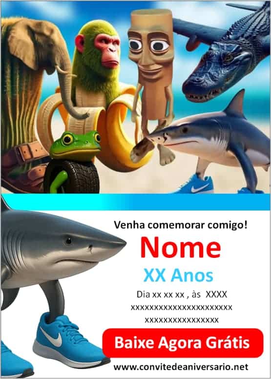 convite festa infantil Italian Brainrot