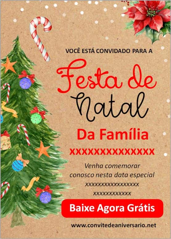 convite natal em família para editar