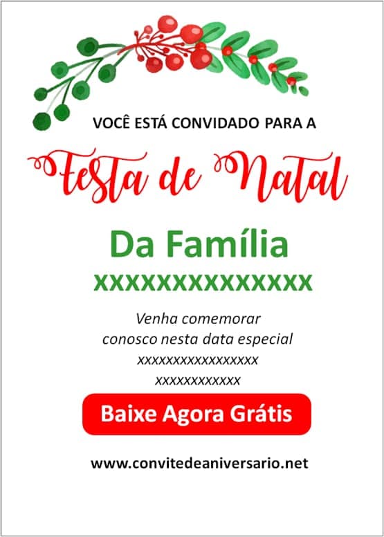 convite para festa de natal em família