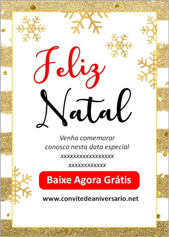 convite natal dourado