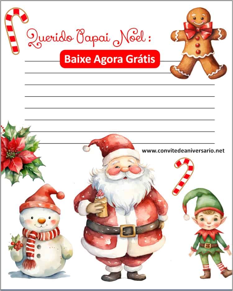 cartinha papai noel grátis