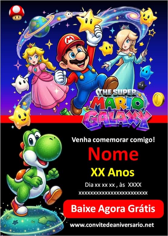 convite Mario Galaxy para editar