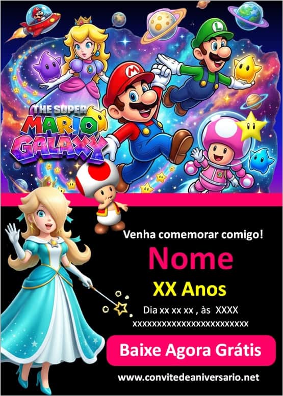 convite Mario Bros grátis